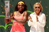 Serena Williams (left) and Martina Navratilova at the 2015 Miami Open